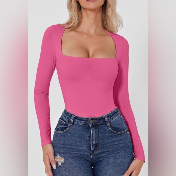 QINSEN Women's Sexy Square Neck Bodysuit - Picture 2 of 11